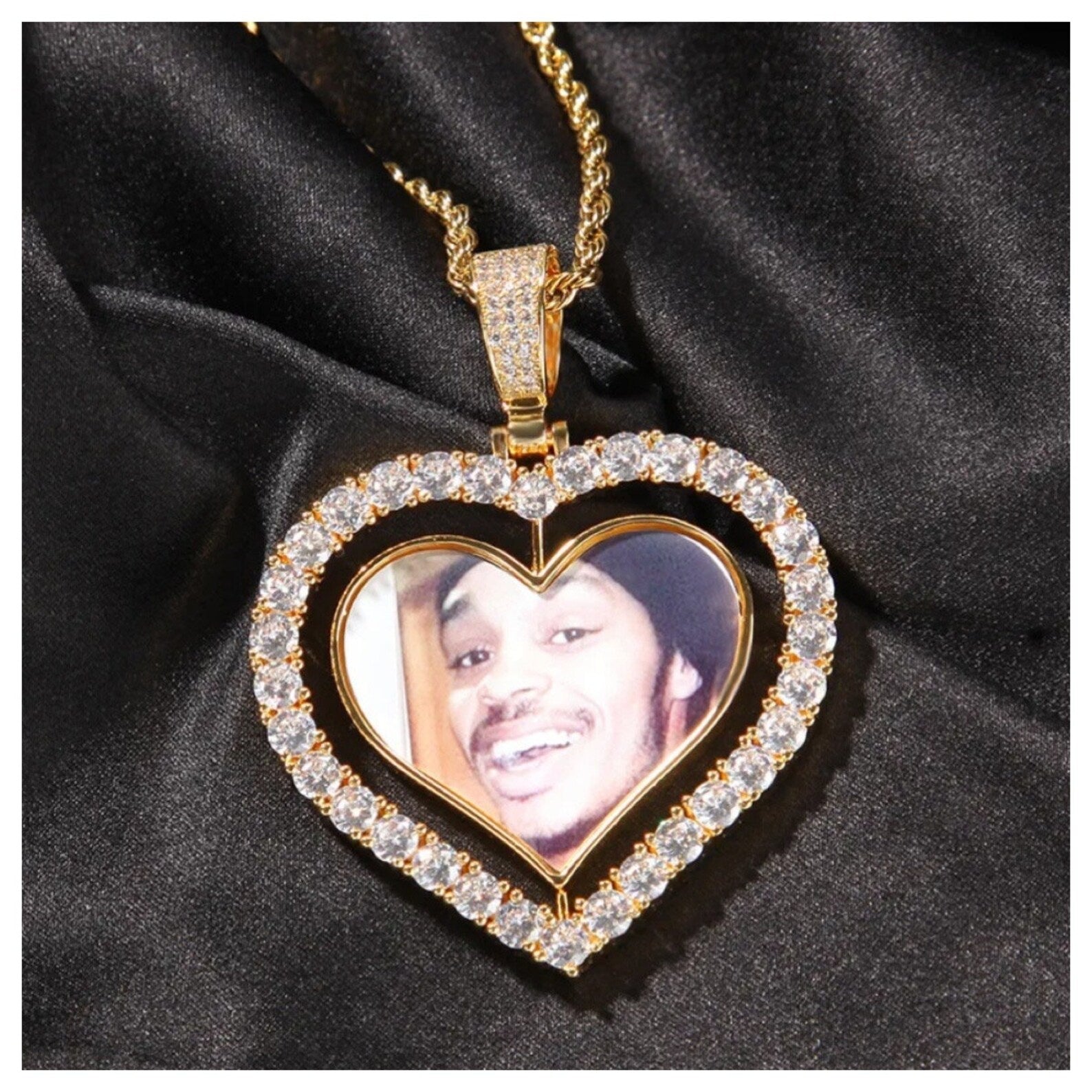 Rotating Photo Heart Pendant Necklace